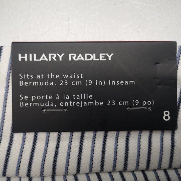 NWT Hilary Radley Ladies Size 8 White with Grey Stripes Pull On Style Shorts - Picture 6 of 11
